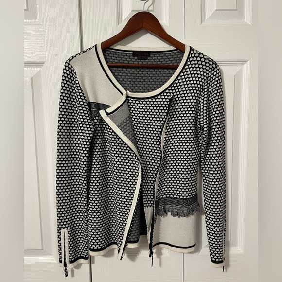 Fontana Women’s Crystal embellished zipper asymmetrical zip sweater size Small - Picture 12 of 13